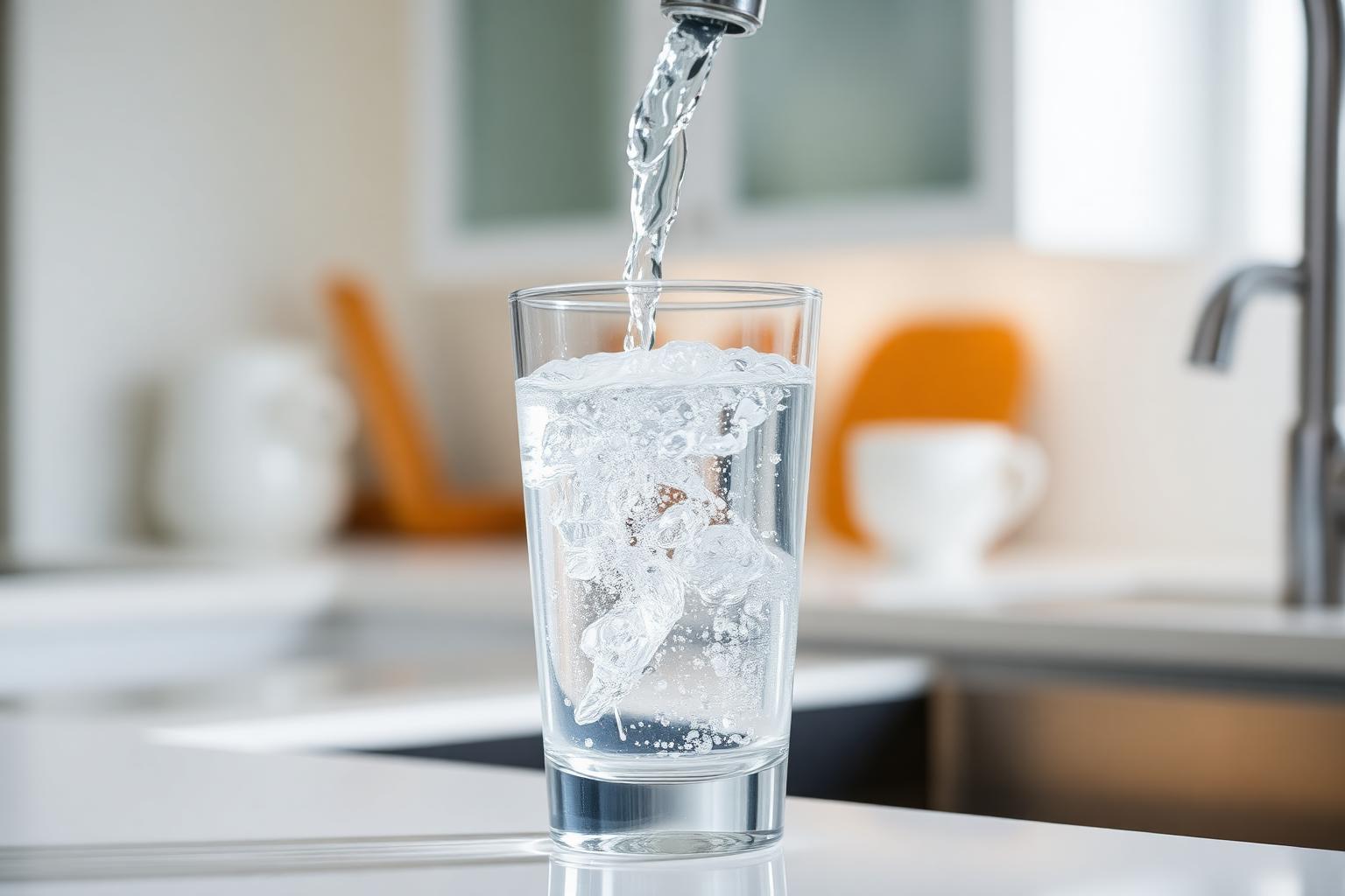 Crystal clear water poured into a glass